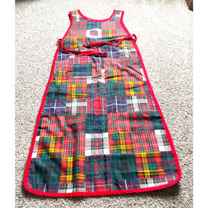 Red & Green Patchwork full coverage apron side ties full length